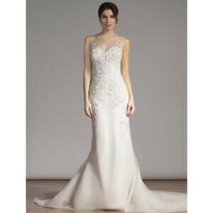 Liancarlo Bridal 6855 Ivory Sleeveless V-Back Trumpet Lace Wedding Dress Gown 10